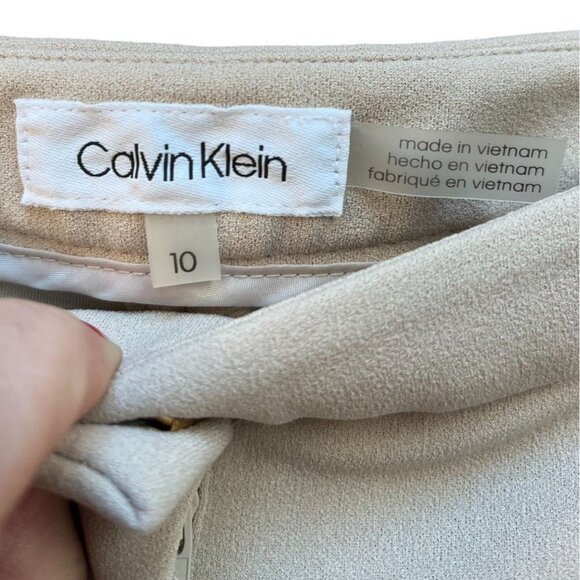 Calvin Klein High Waist Cigarette Pant Beige Cream Tapered Leg Women 10 - Picture 4 of 11